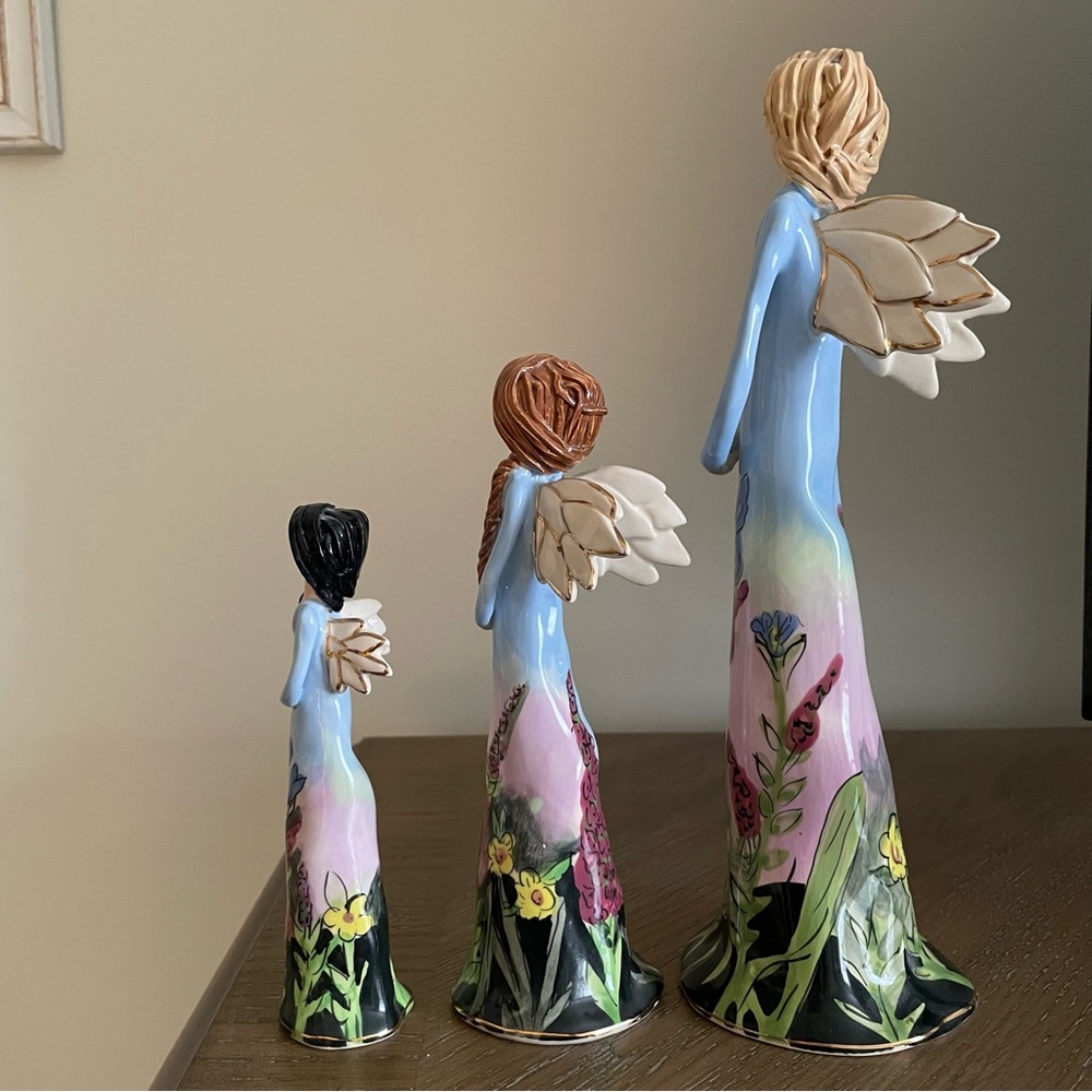 Heather Goldminc Blue Sky Claywork Angel Figurines Set Of Three - Picture 9 of 16